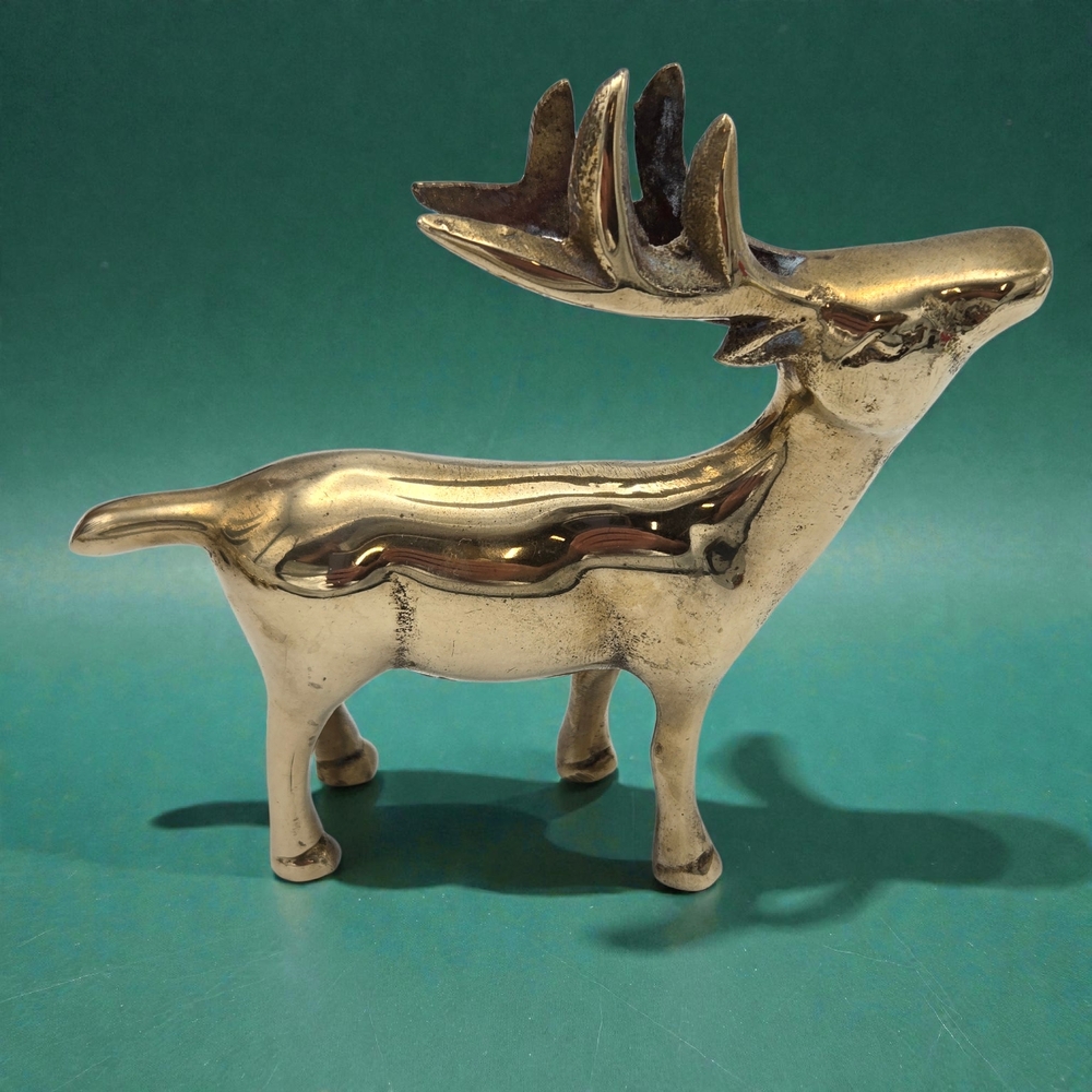 Vintage Leonard Solid Brass Deer/Stag Figurine Korea Mid Century Modern Decor - Picture 2 of 7